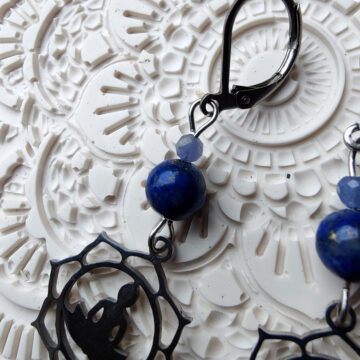 Ocelové náušnice lapis lazuli a tanzanit s buddhou #2